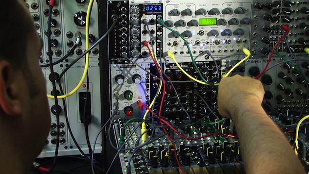 Jason Amm with his Eurorack modular