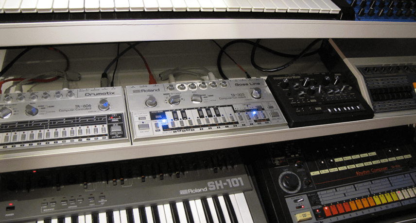 Roland SH-101, TB-303, TR-606 & TR-808