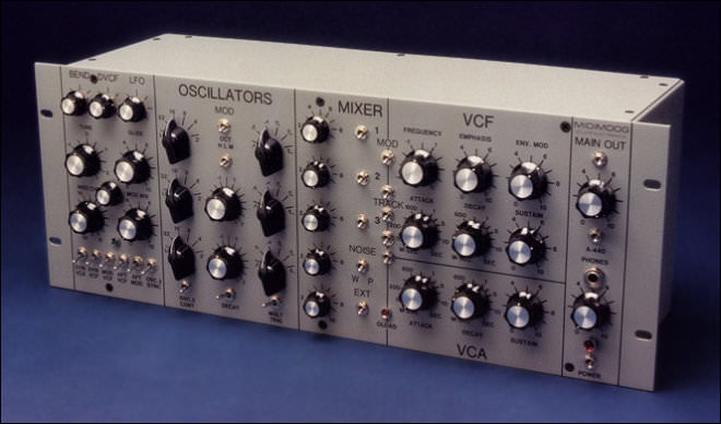 Battleship grey Studio Electronics Midimoog built for Kraftwerk, synth mods 