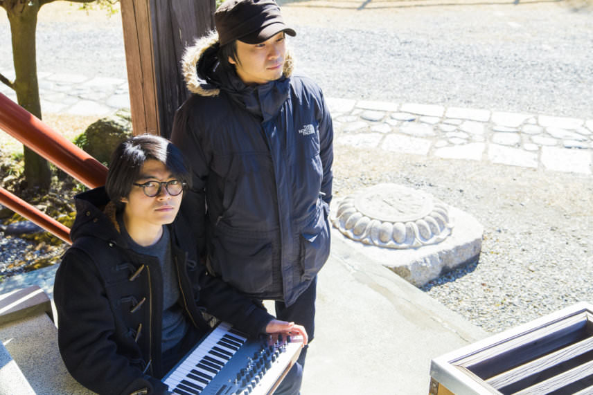 Tatsuya Takahashi (seated) and Yuki Ohta with the Minilogue