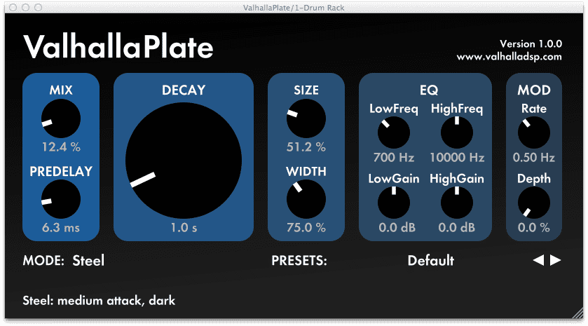 ValhallaPlate Plate Reverb Effect