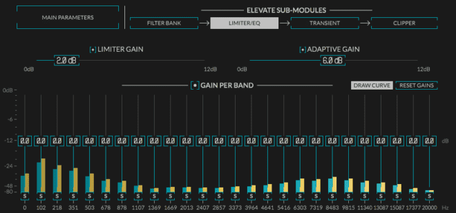 Limiter/EQ showing the Graphic EQ