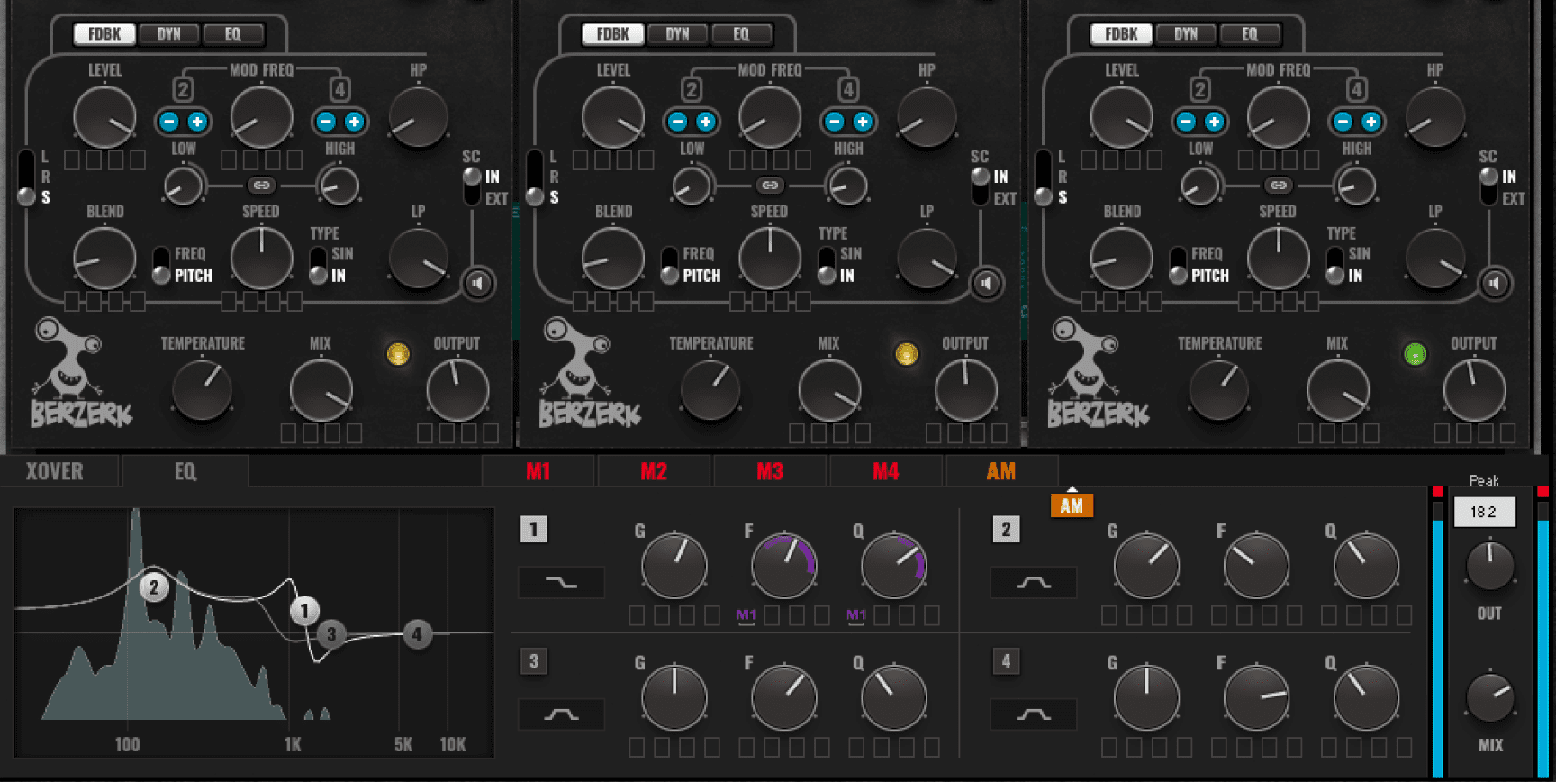 Modulation Slots with 3 Berzerk Distortion UnitsWaves MultiMod Rack